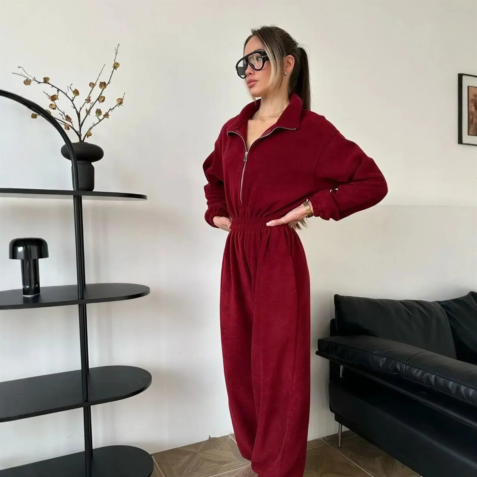 Vancouver™ Sweat Jumpsuit with High Neck and Defined Waist