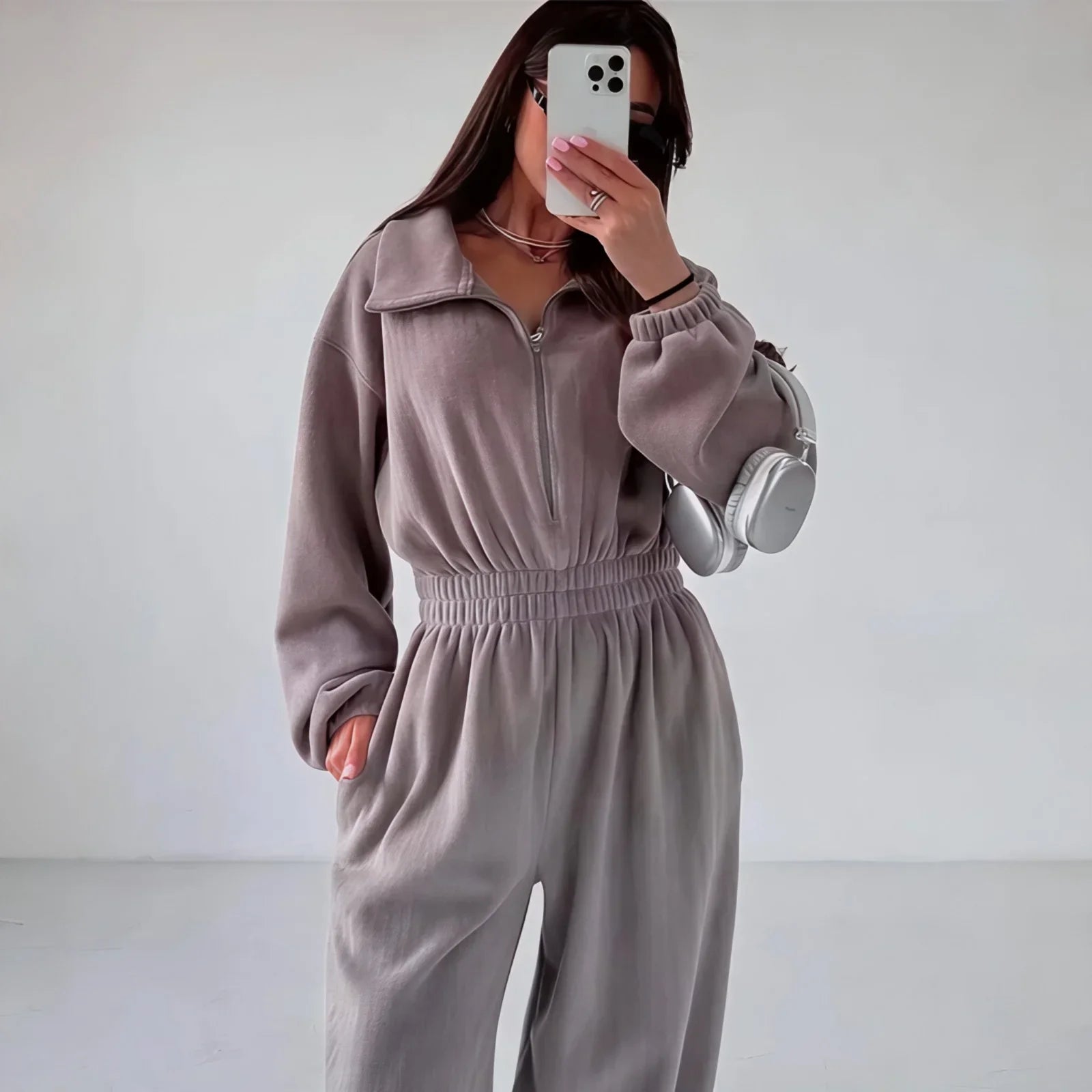 Vancouver™ Sweat Jumpsuit with High Neck and Defined Waist