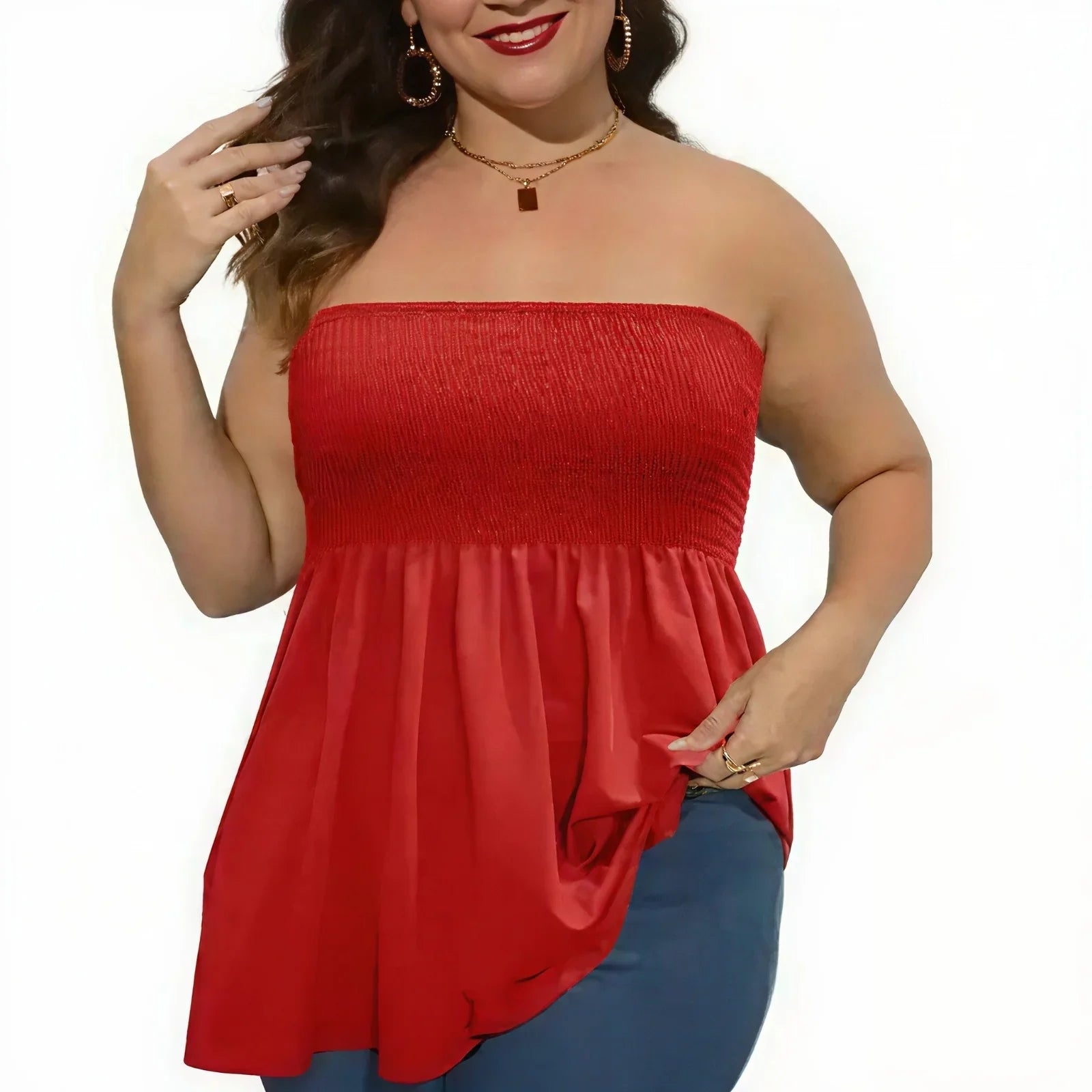 Vellora™ Blouse with a Strapless Design and Flowing Silhouette