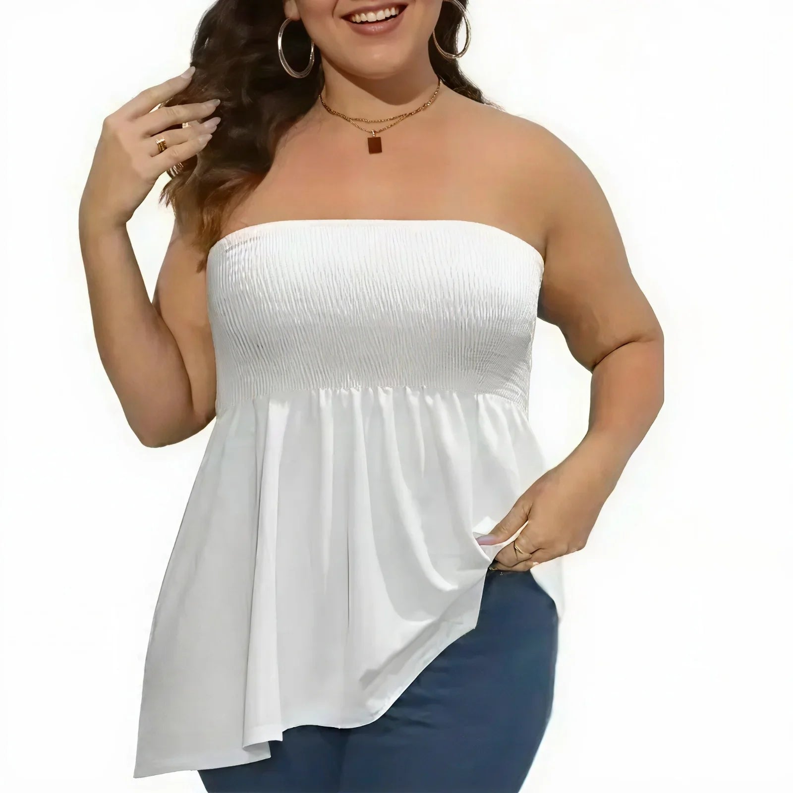 Vellora™ Blouse with a Strapless Design and Flowing Silhouette
