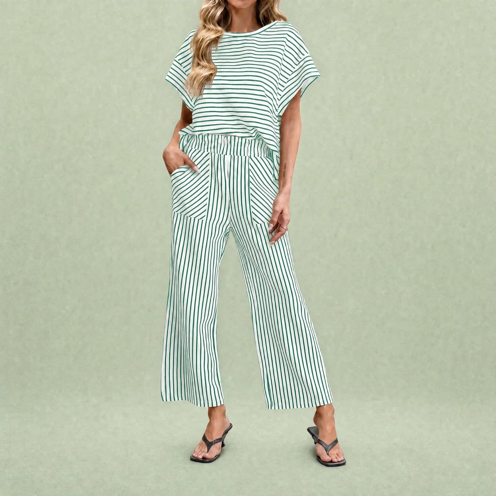 Oasis™ Striped Set with Drawstring Waistband