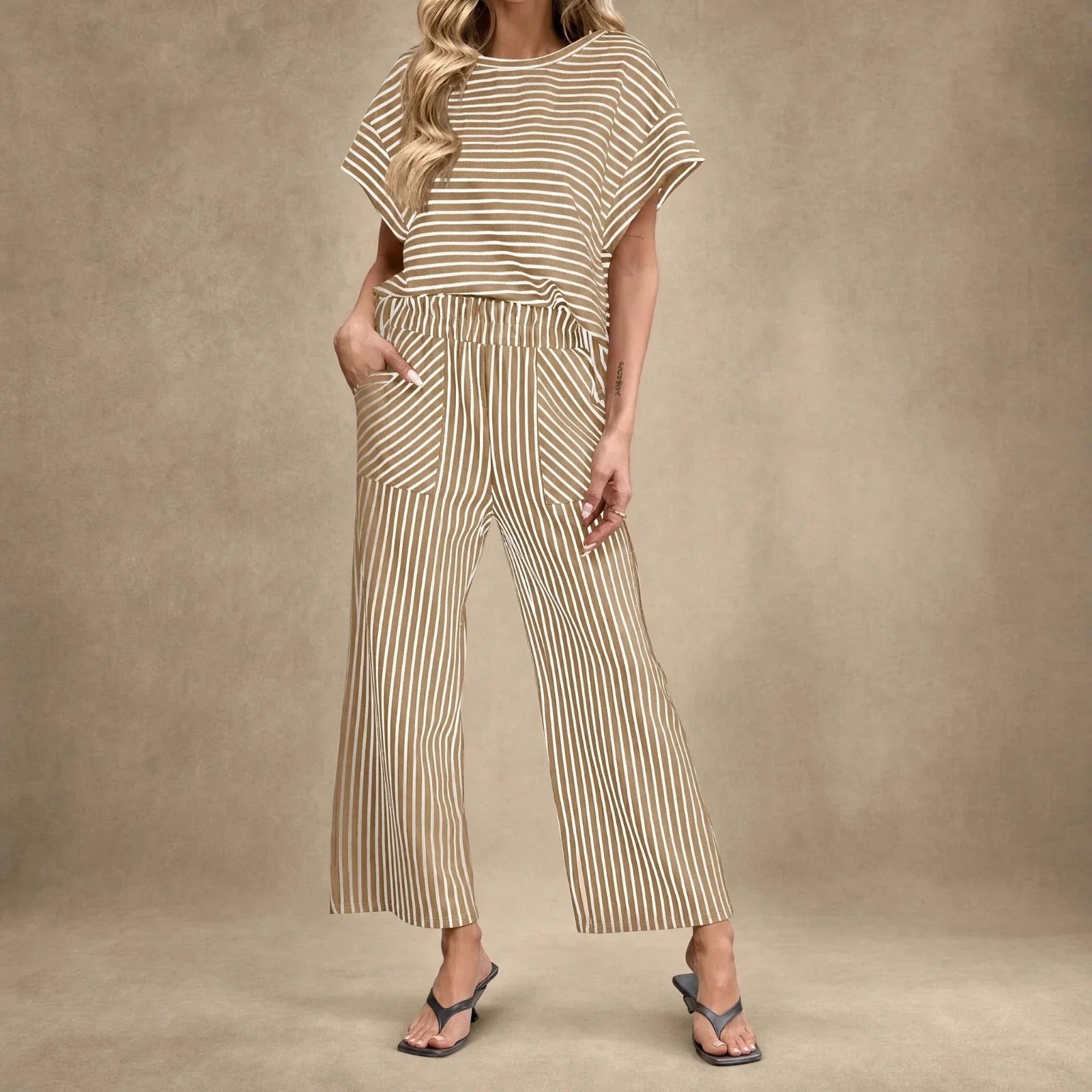 Oasis™ Striped Set with Drawstring Waistband