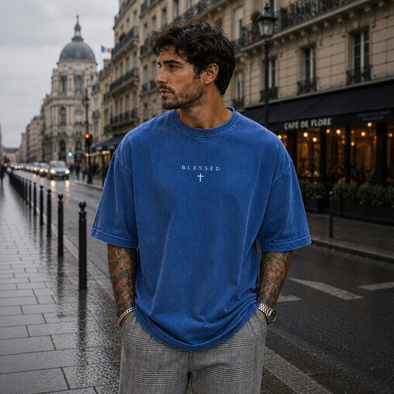 Blessed Motion™ Oversized Tee With Washed Vintage Finish