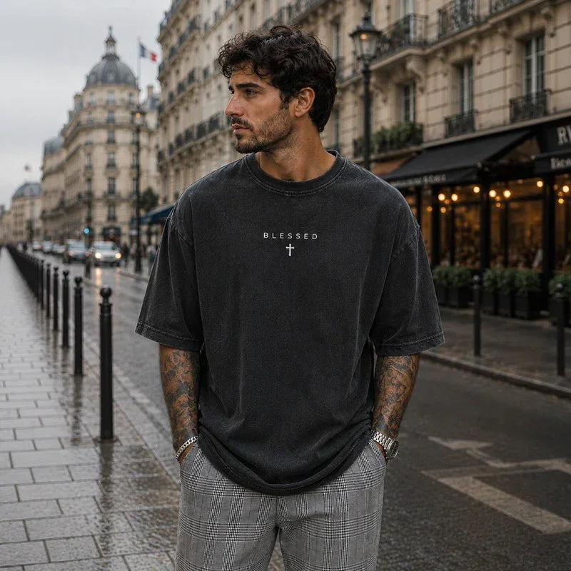 Blessed Motion™ Oversized Tee With Washed Vintage Finish