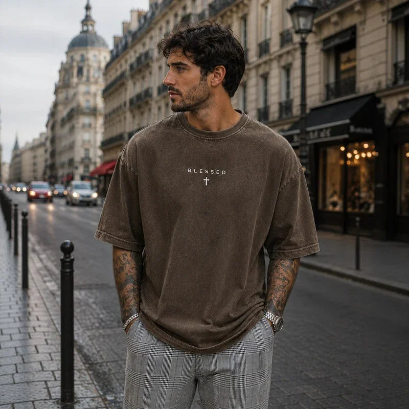 Blessed Motion™ Oversized Tee With Washed Vintage Finish