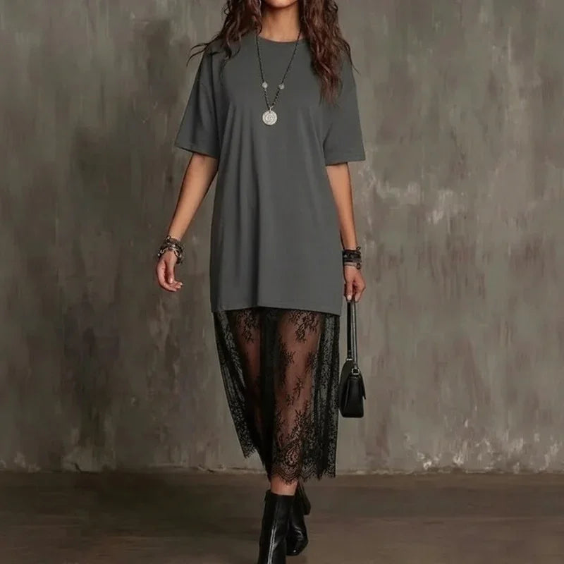 Lorient™ Maxi Dress with Sheer Lace Skirt