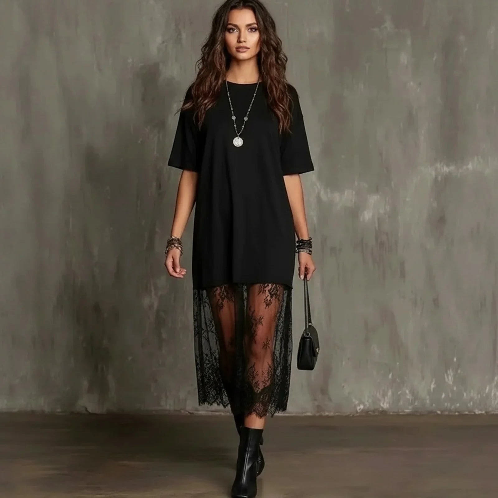 Lorient™ Maxi Dress with Sheer Lace Skirt