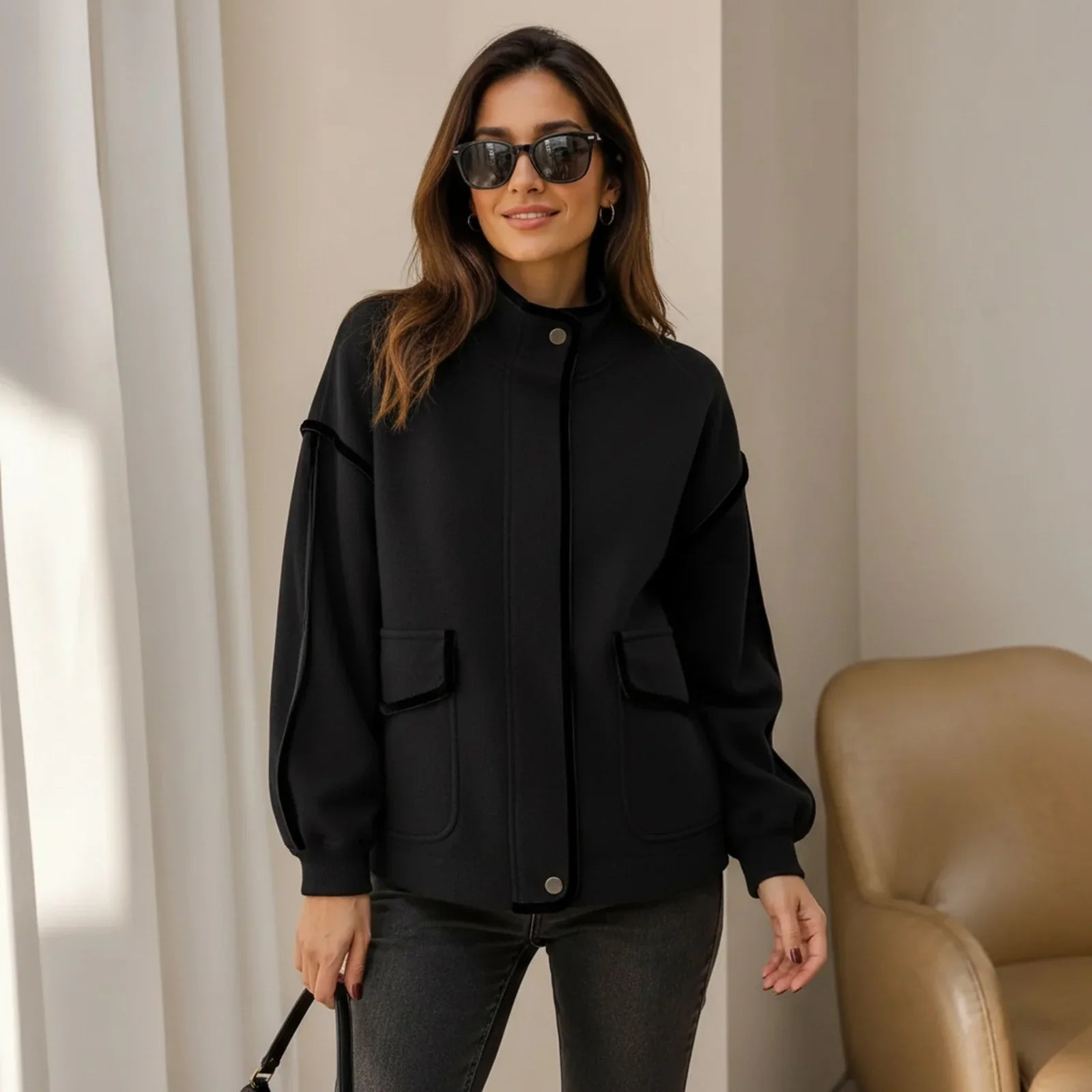 Vivienne™ Coat in Structured Knit with Elegant Contours