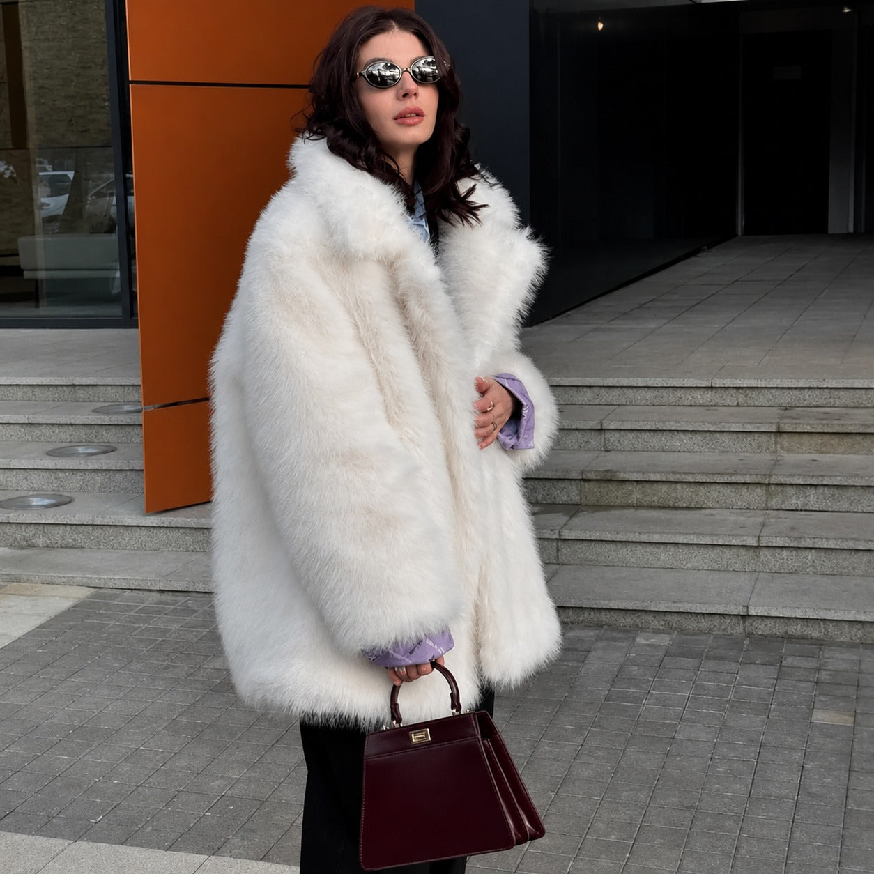 Courchevel™ Soft Plush Coat with a Statement Collar