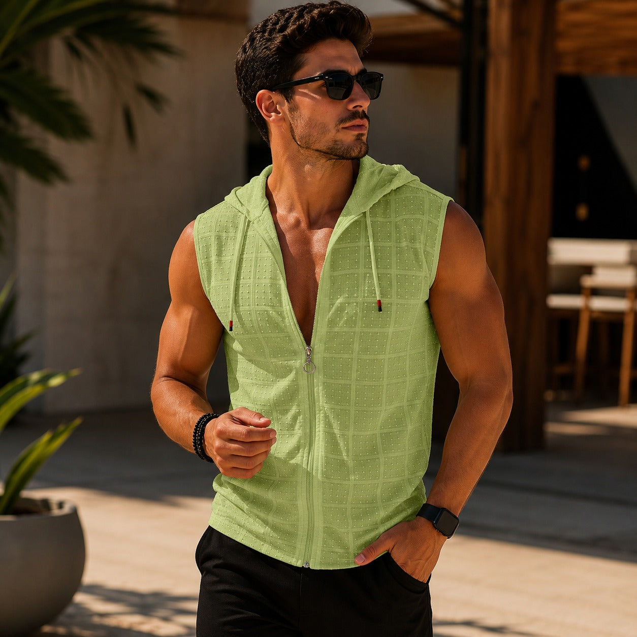 Carter™ Breathable Knit Tank Top with Hood and Front Zipper