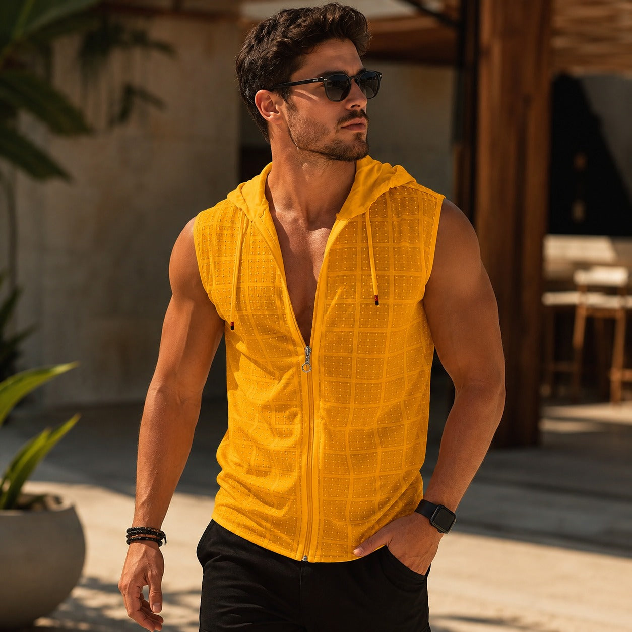 Carter™ Breathable Knit Tank Top with Hood and Front Zipper