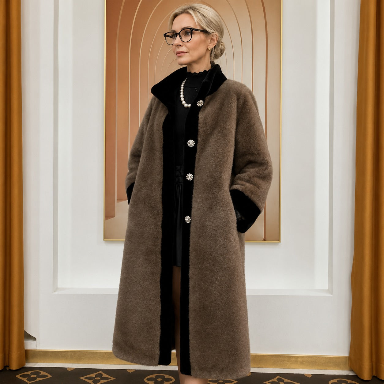 Saint Moritz™ Luxury Faux Velvet Coat for Elegant Winter Comfort