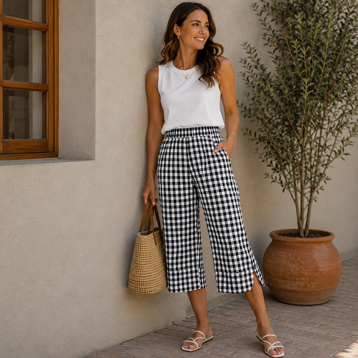 Ravena™ Cotton Linen Cropped Wide-Leg Pants with a Relaxed & Comfortable Fit