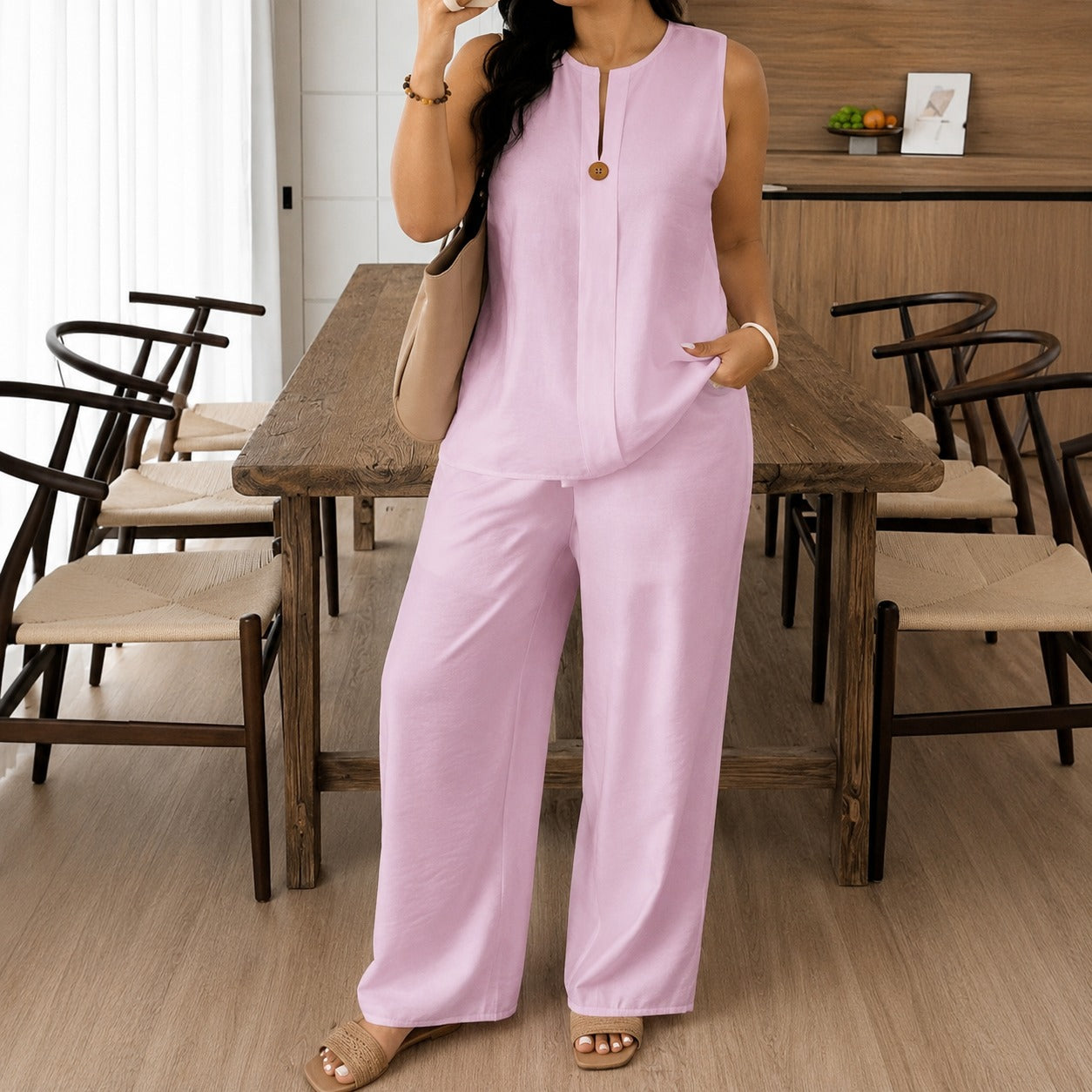 Violet™ Cotton-Linen Set with Minimalist Design