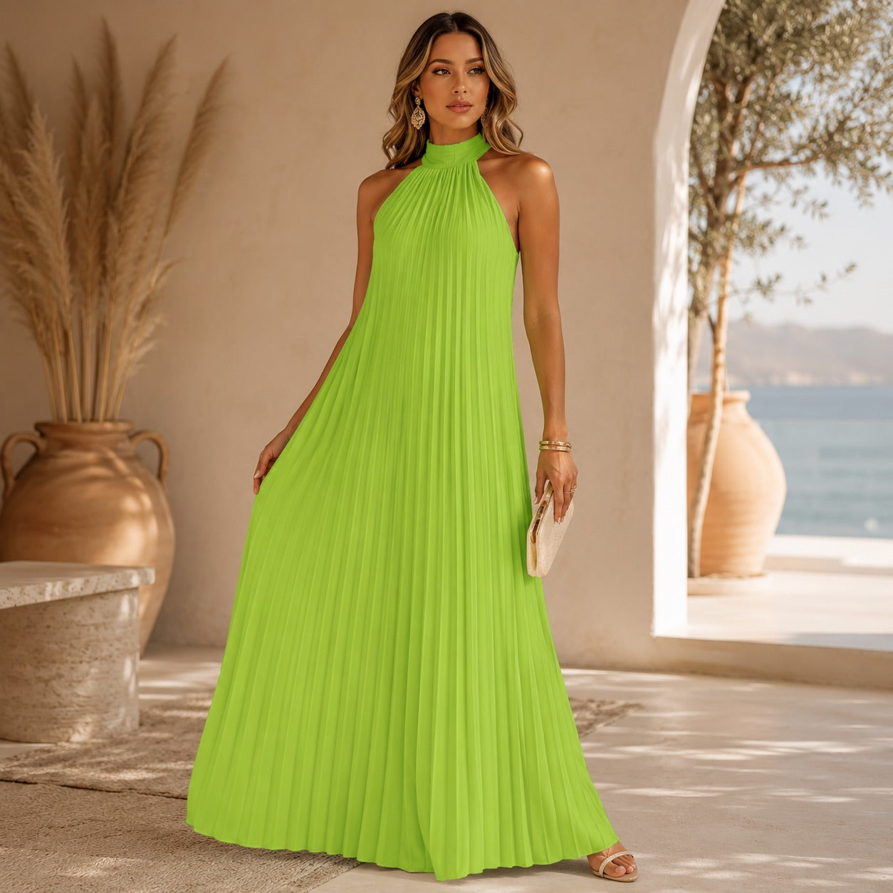 Sicilia™ Maxi Dress with Elegant Pleats and a Flattering Relaxed Fit