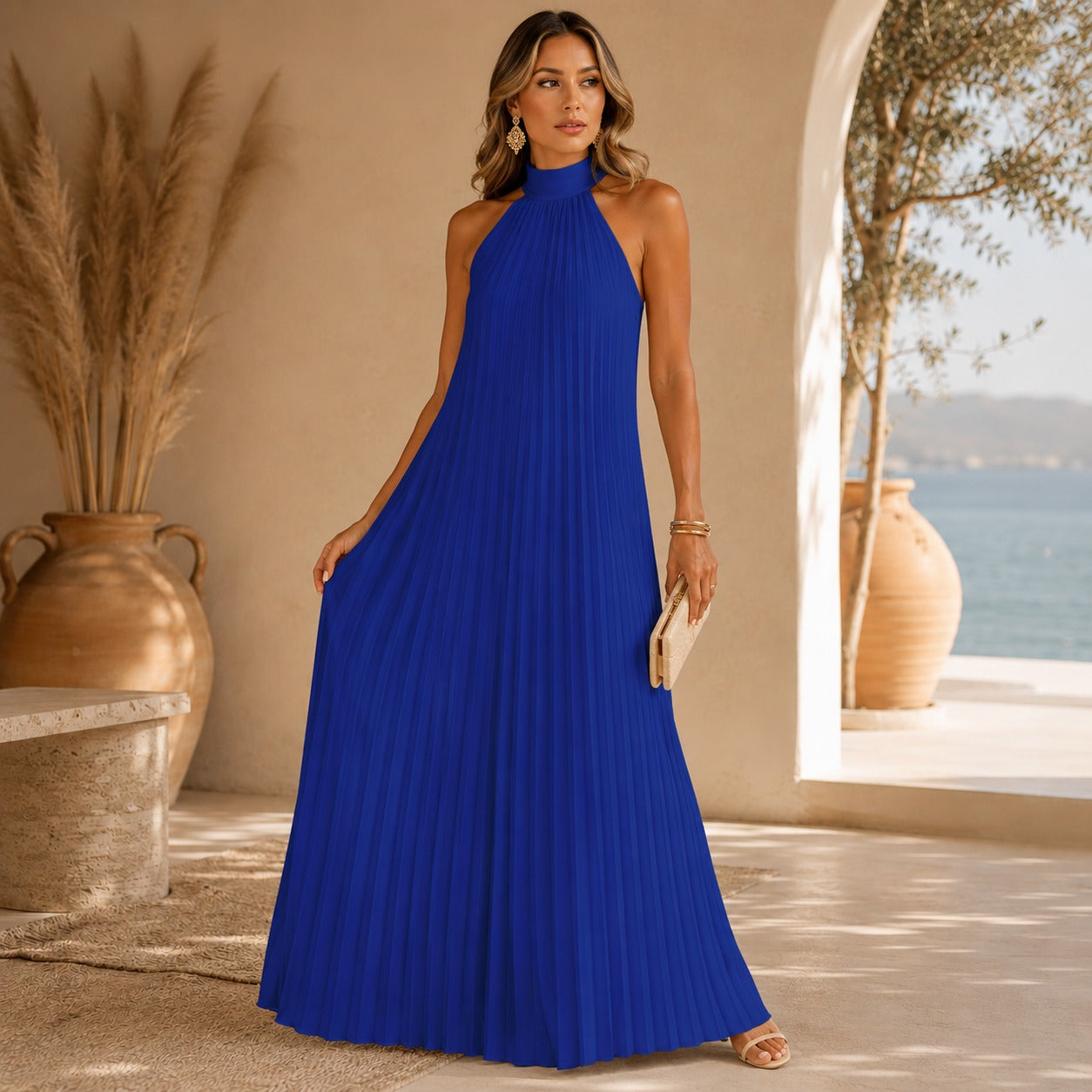 Sicilia™ Maxi Dress with Elegant Pleats and a Flattering Relaxed Fit