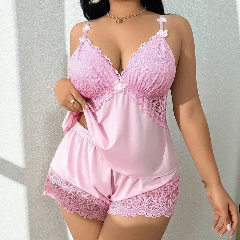 Amara™ Lace-Trim Baby Doll Cami Set With Shorts