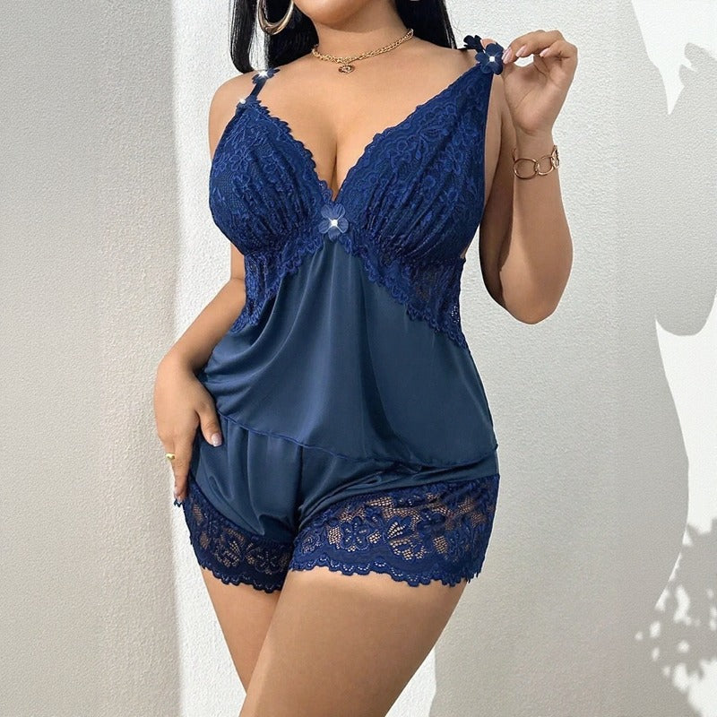 Amara™ Lace-Trim Baby Doll Cami Set With Shorts