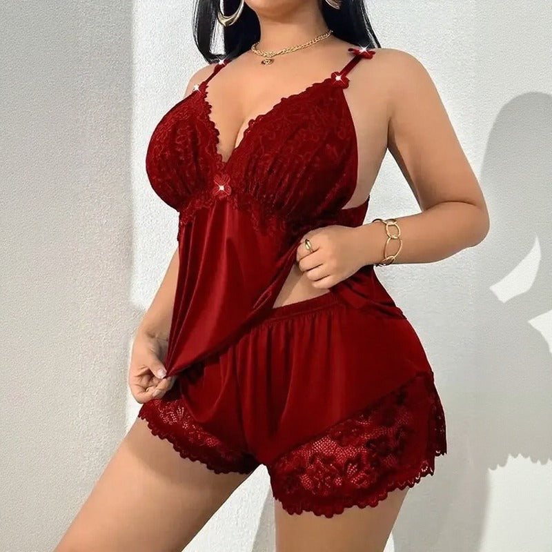 Amara™ Lace-Trim Baby Doll Cami Set With Shorts