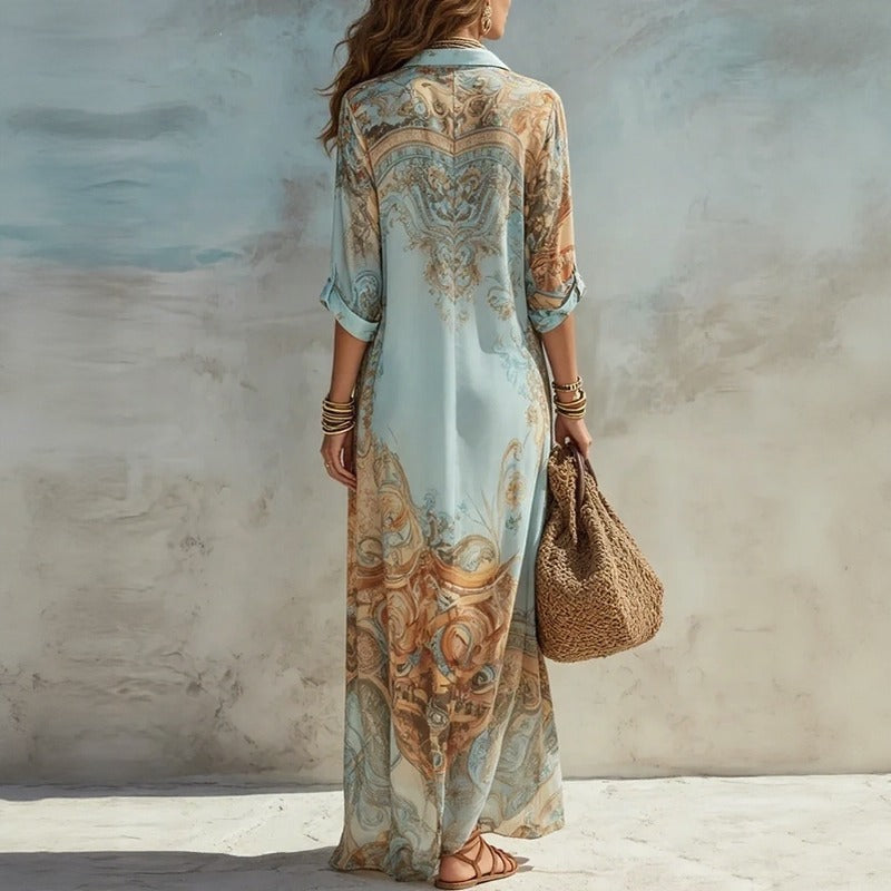 Doravie™ Long Shirt Dress With Ornamental Print