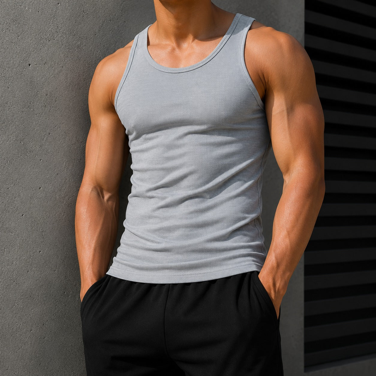 Tank Top Carl™ in Ribbed Cotton with Stretch