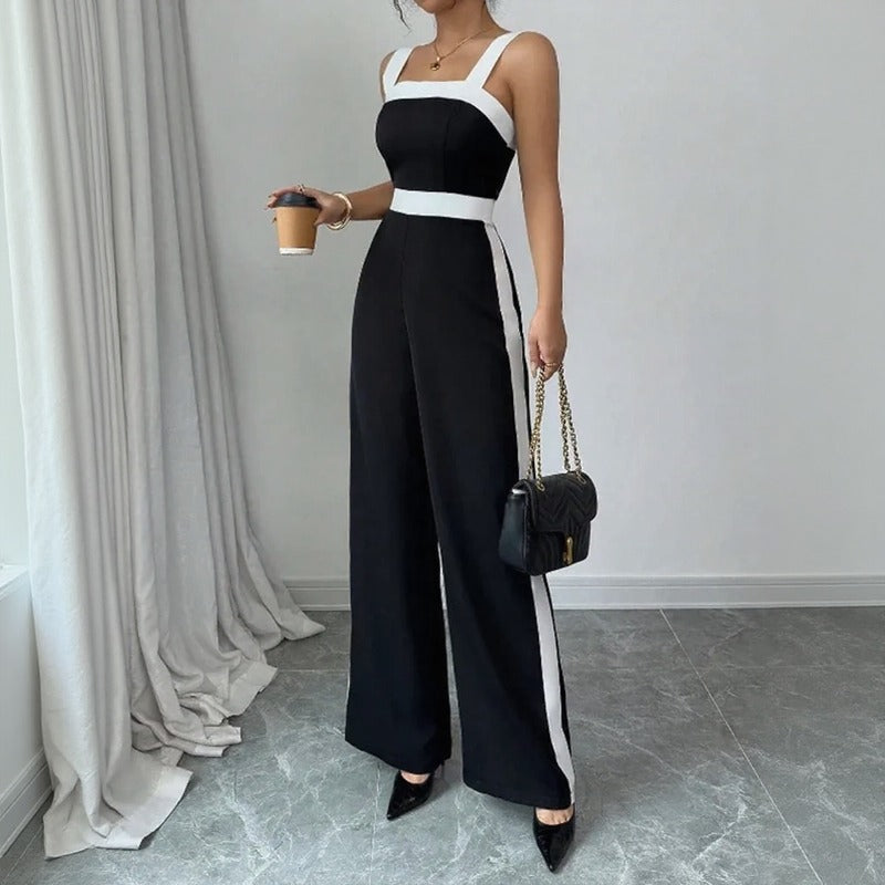 Monelle™ Jumpsuit With Defined Waist And Contrasting Color Panels