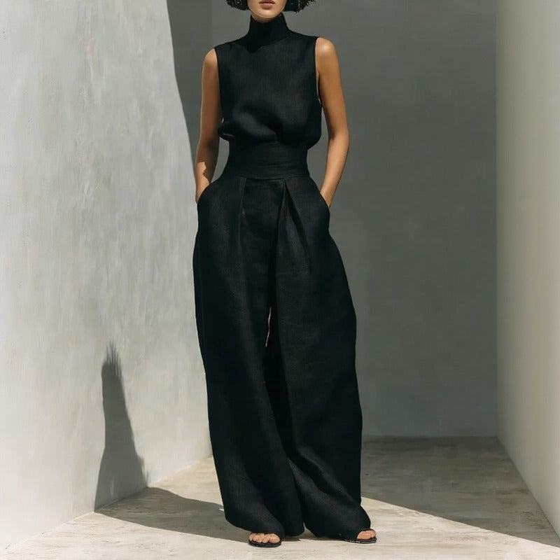 Lysenne™ High-Neck Sleeveless Top and Palazzo Pants Set