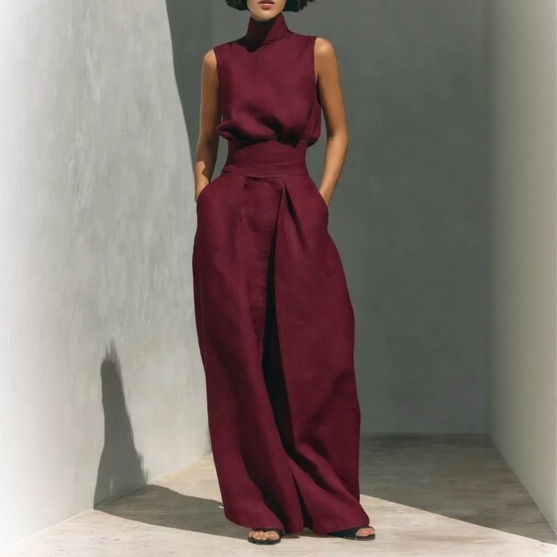 Lysenne™ High-Neck Sleeveless Top and Palazzo Pants Set