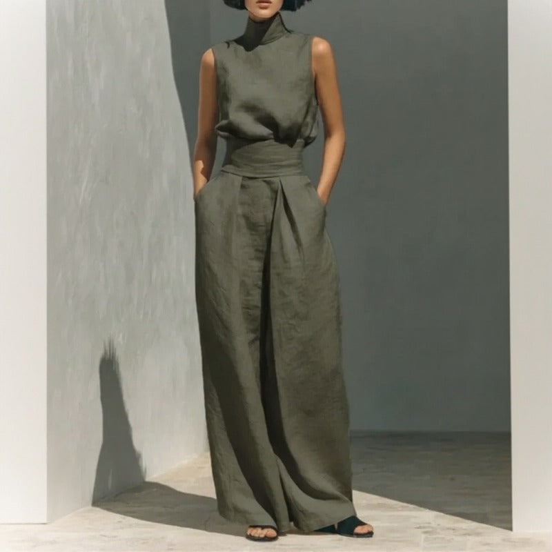 Lysenne™ High-Neck Sleeveless Top and Palazzo Pants Set