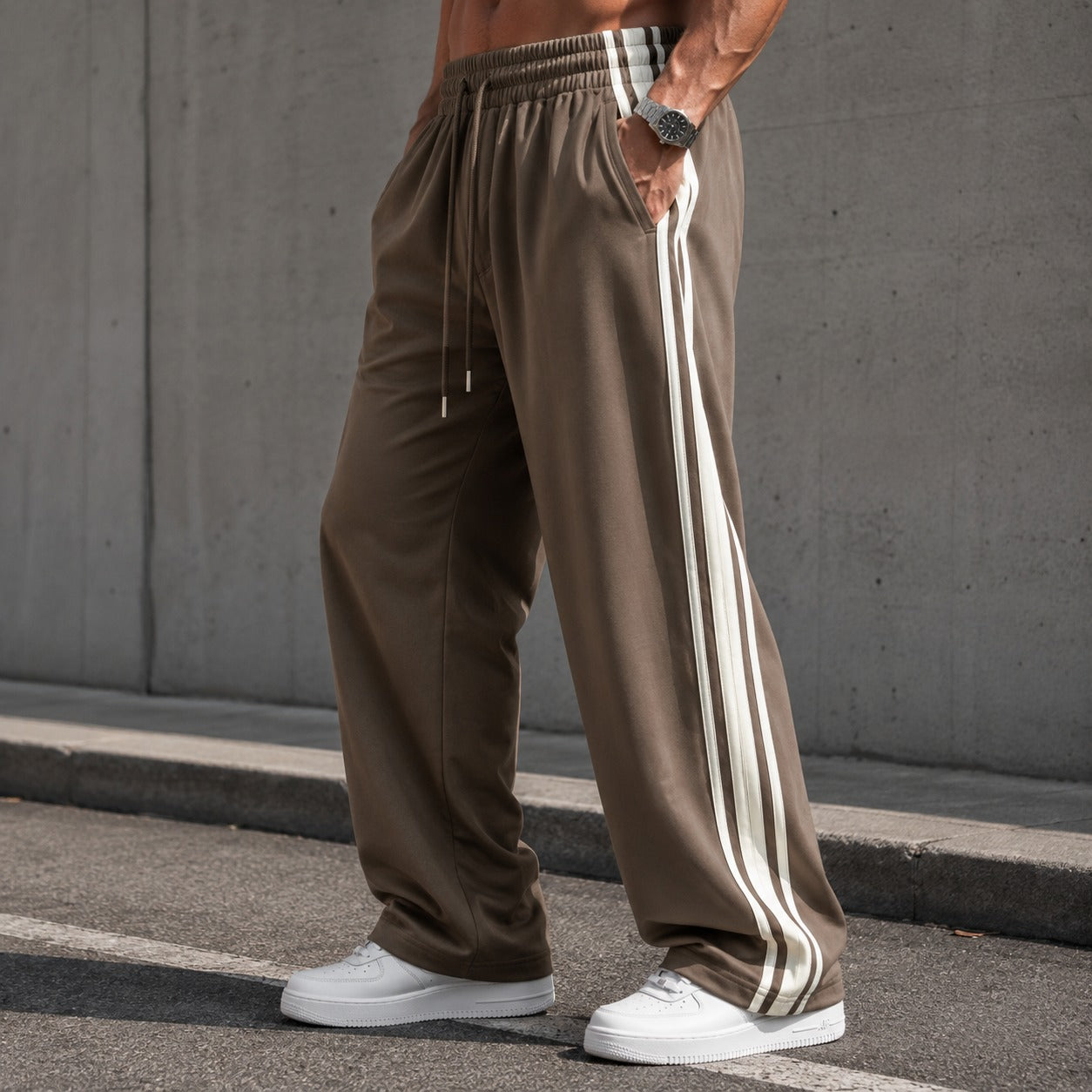 Pants Maxton™ with Side Stripes, Drawstring Waist and Straight Leg