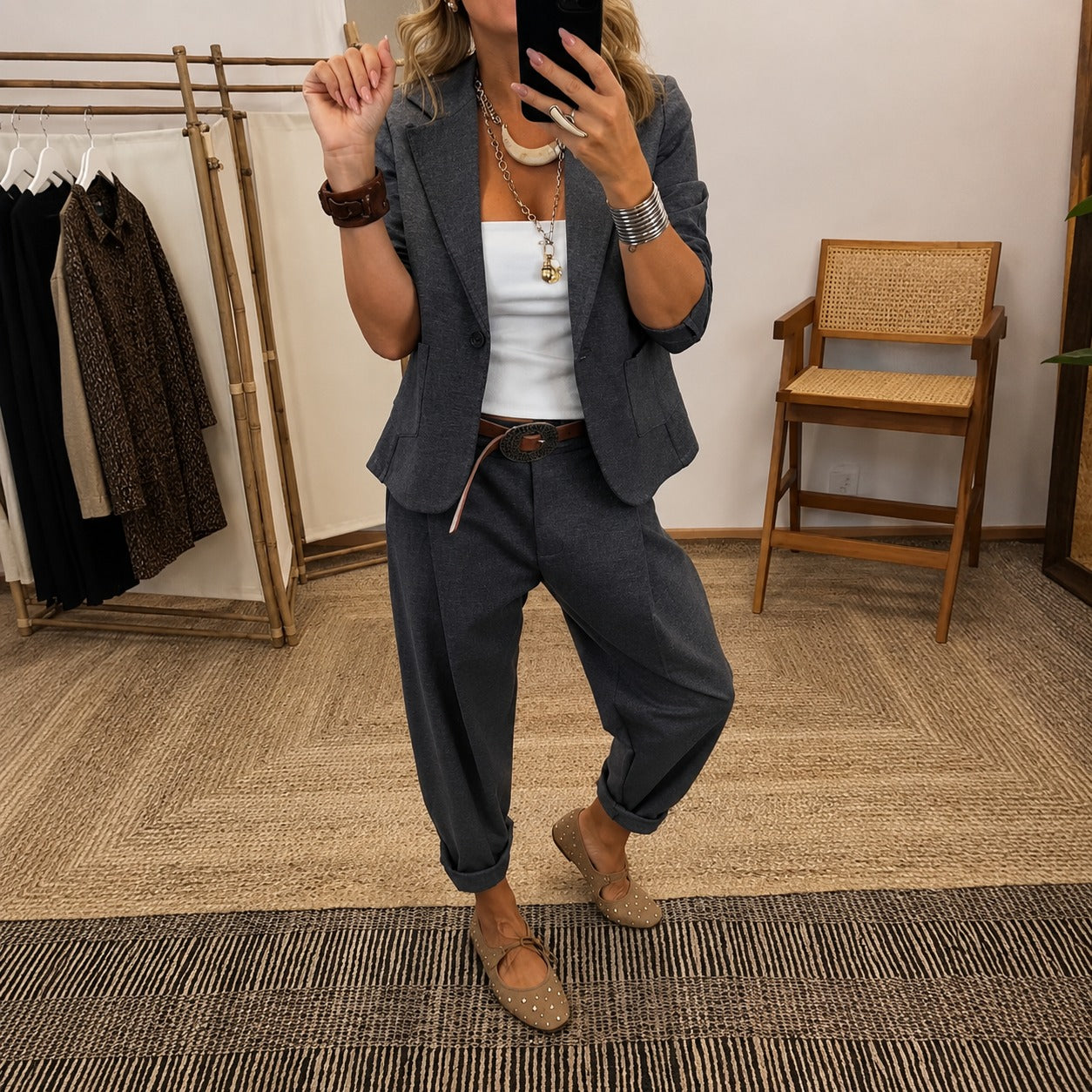 Coord Set Verenza™ with Tailored Blazer, Relaxed Pants and Drawstring Waist