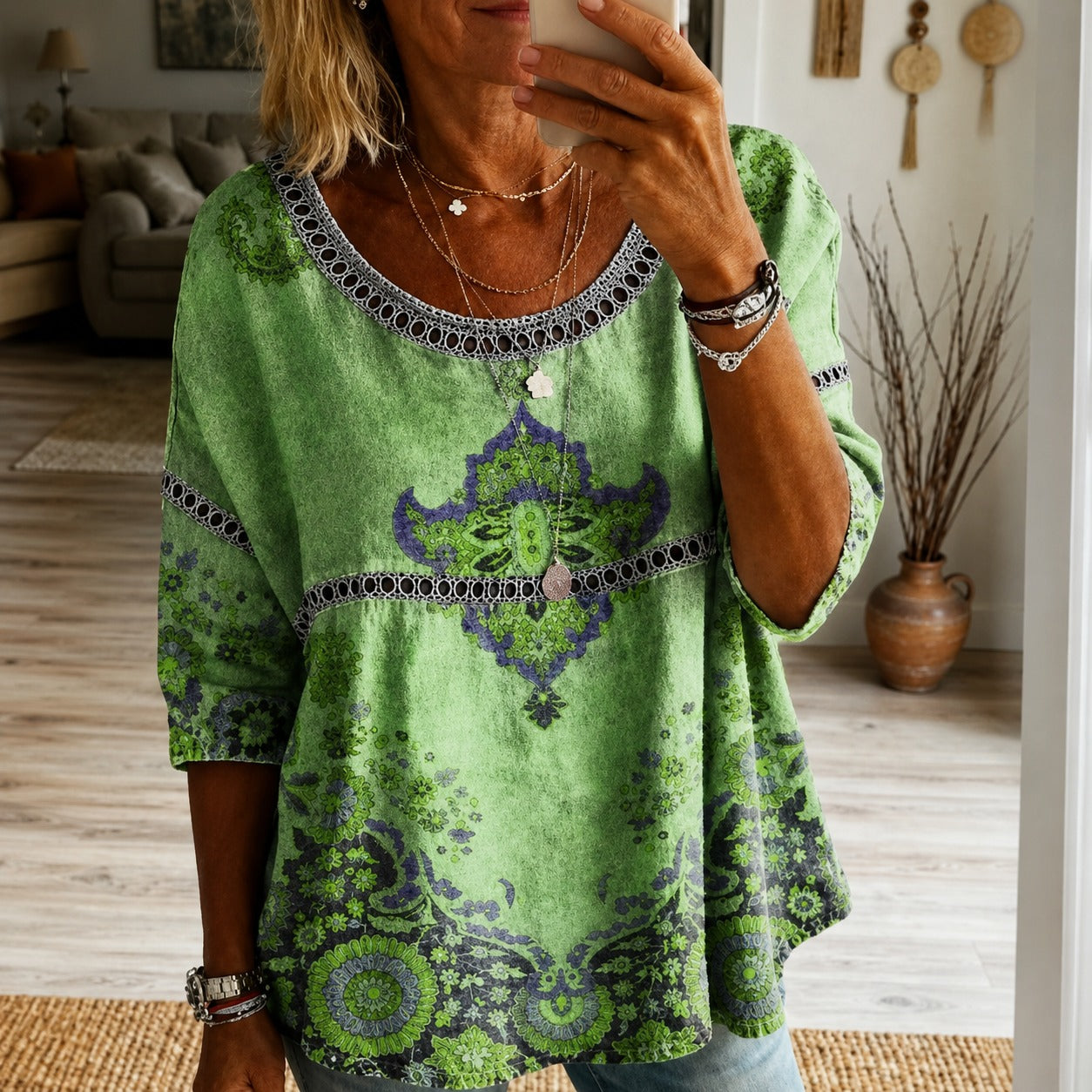Blouse Adeline™ with Boho Chic Print and Relaxed Fit
