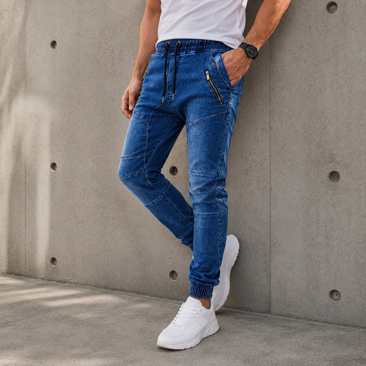 Jeans Bastian™ with Drawstring Waist, Zipper Pockets and Tapered Fit