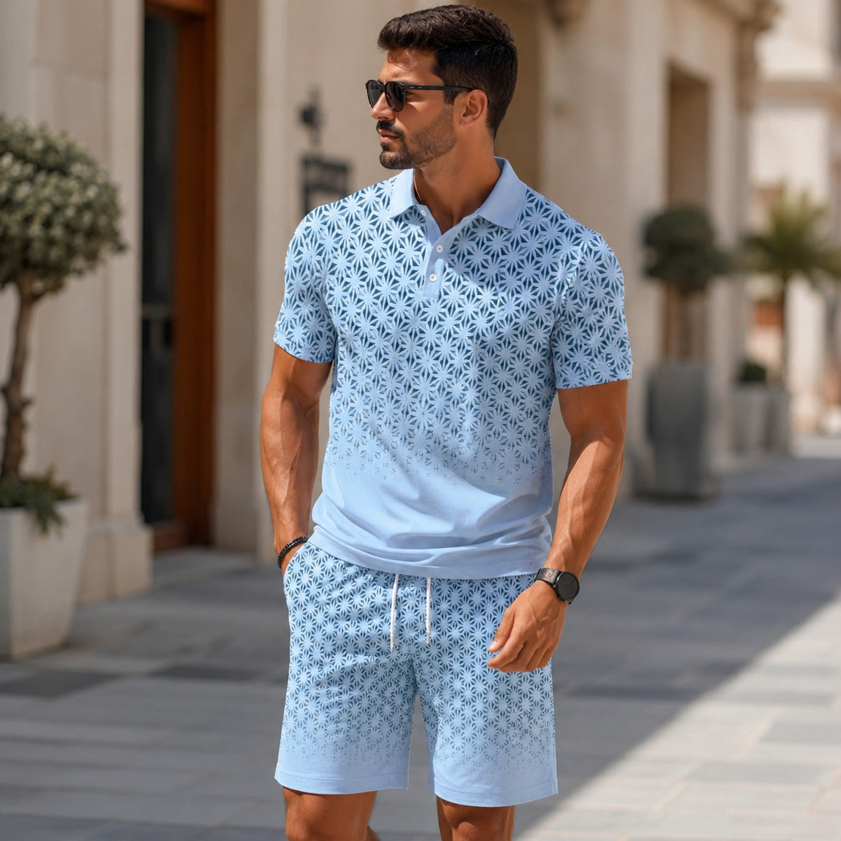 Set Sterling™ with Gradient Geometric Print and Breathable Fabric