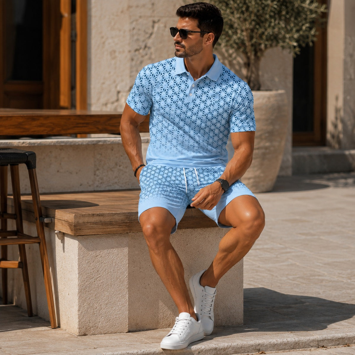 Set Sterling™ with Gradient Geometric Print and Breathable Fabric