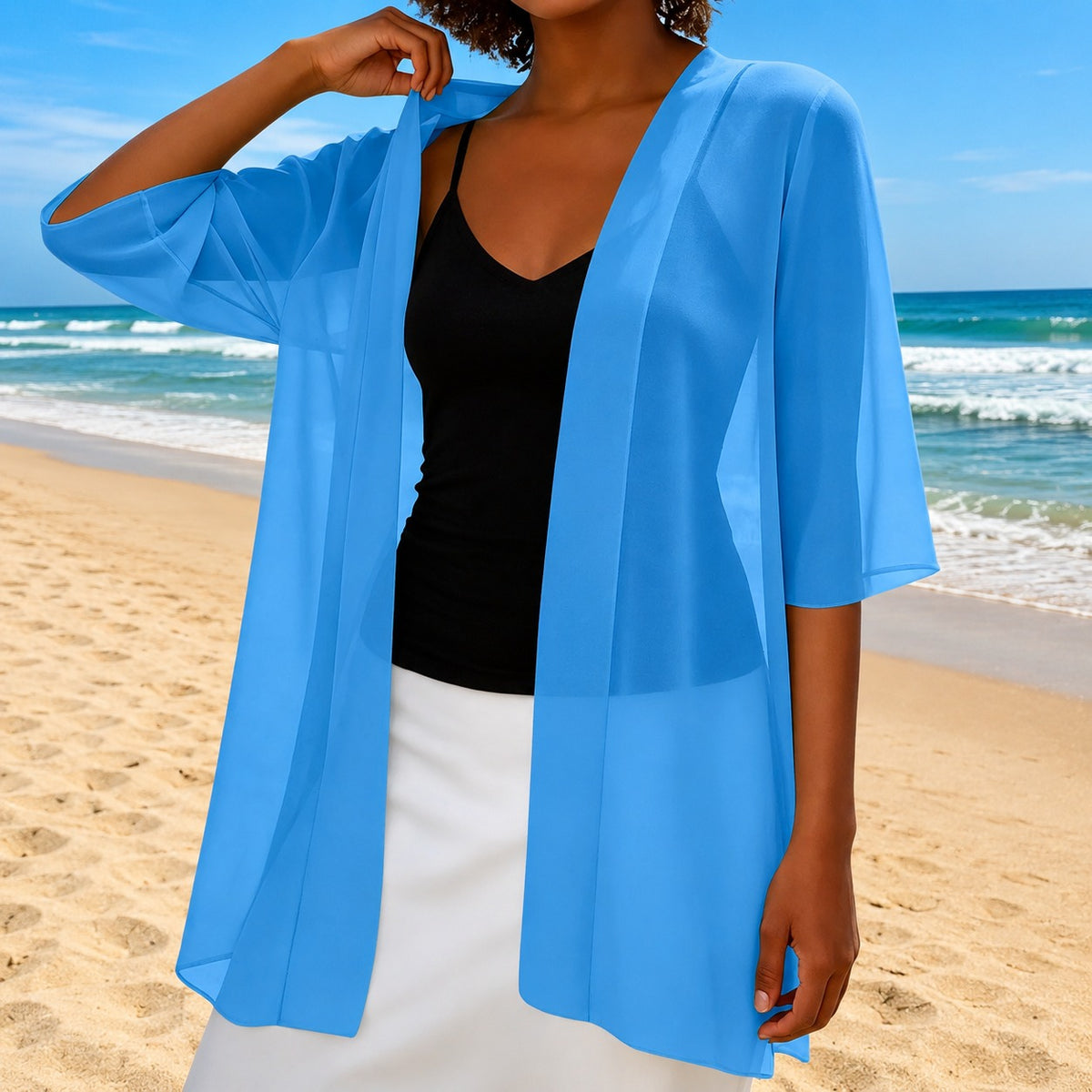 Cardigan Brielle™ with Lightweight Sheer Fabric and Open Front