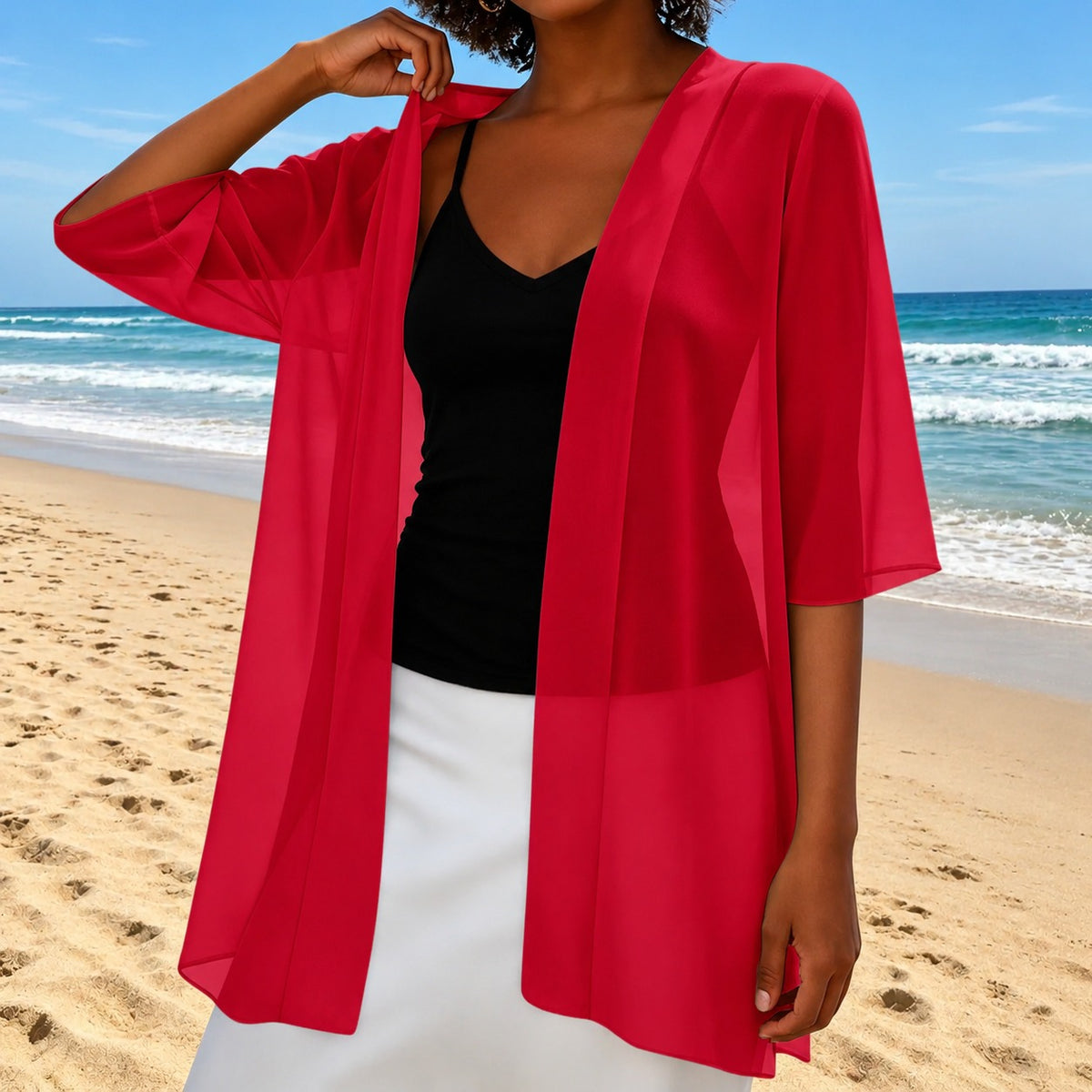 Cardigan Brielle™ with Lightweight Sheer Fabric and Open Front