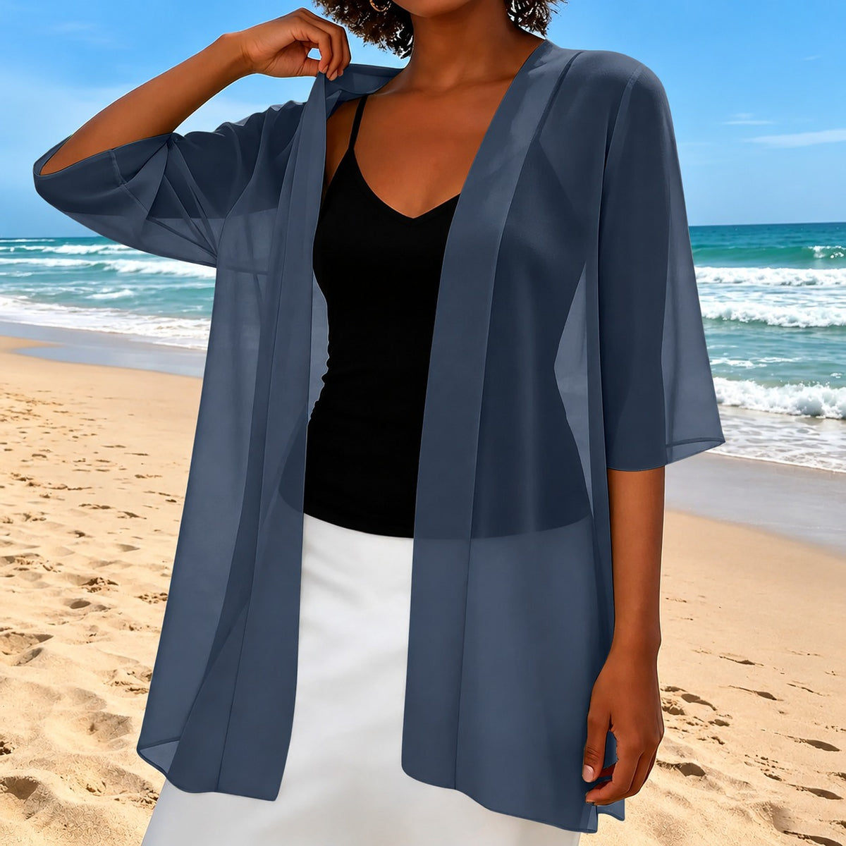 Cardigan Brielle™ with Lightweight Sheer Fabric and Open Front
