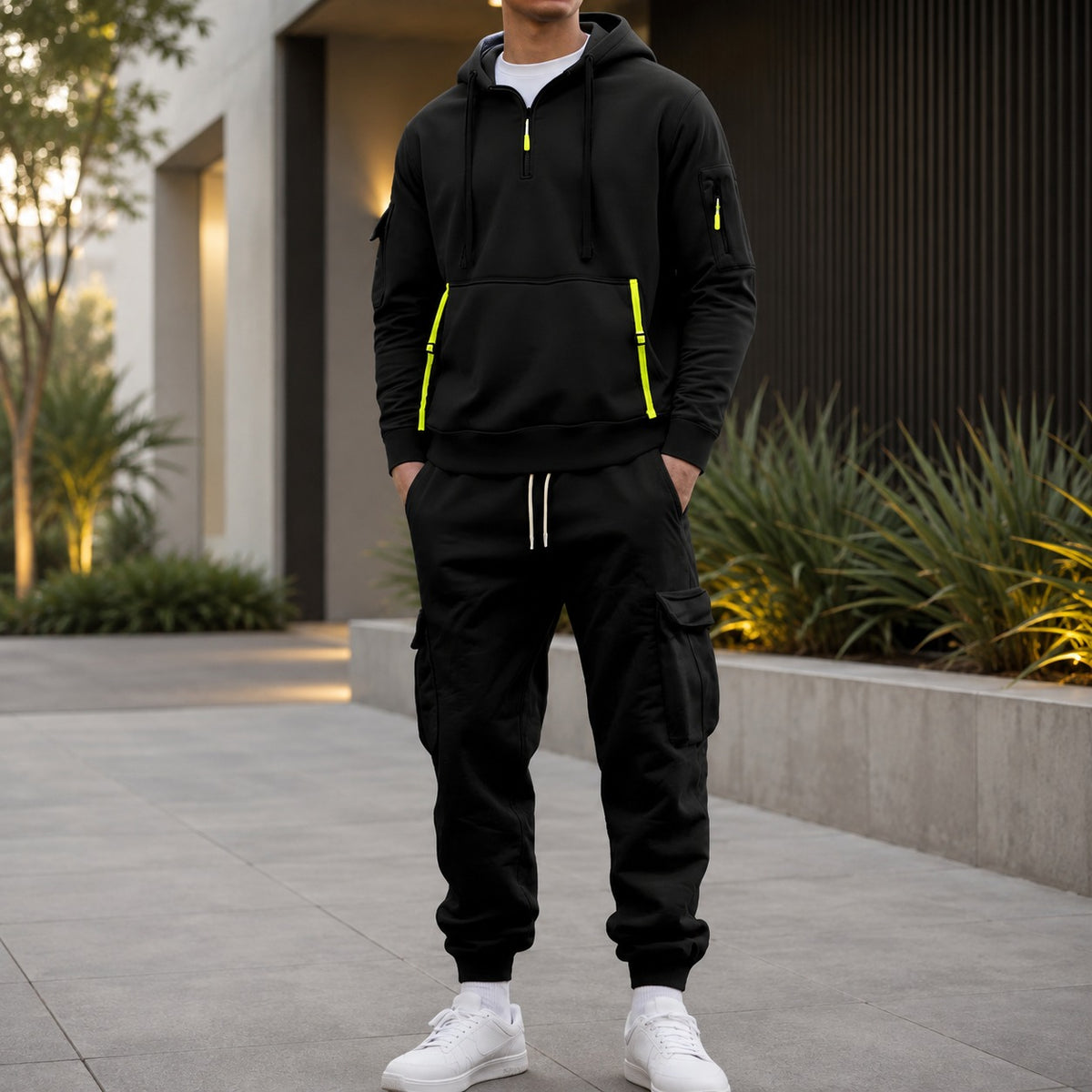 Drevon™ Set with Utility-Pocket Hoodie and Cargo Jogger Pants