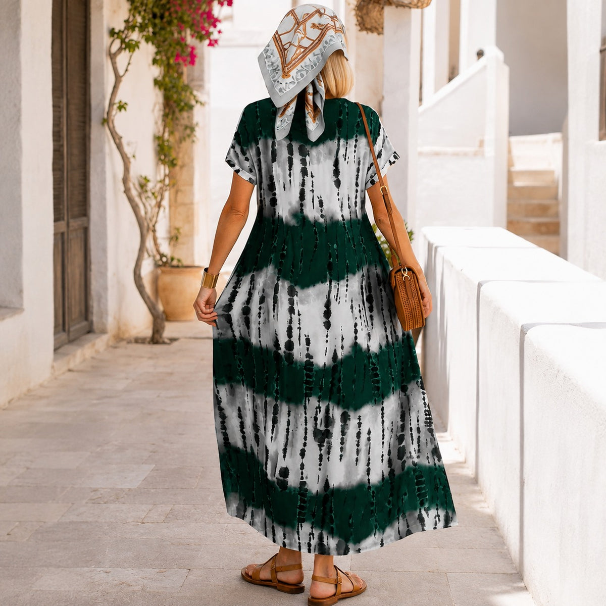 Verena™ Maxi Dress with Ornamental Print, V-Neckline and Side Slits