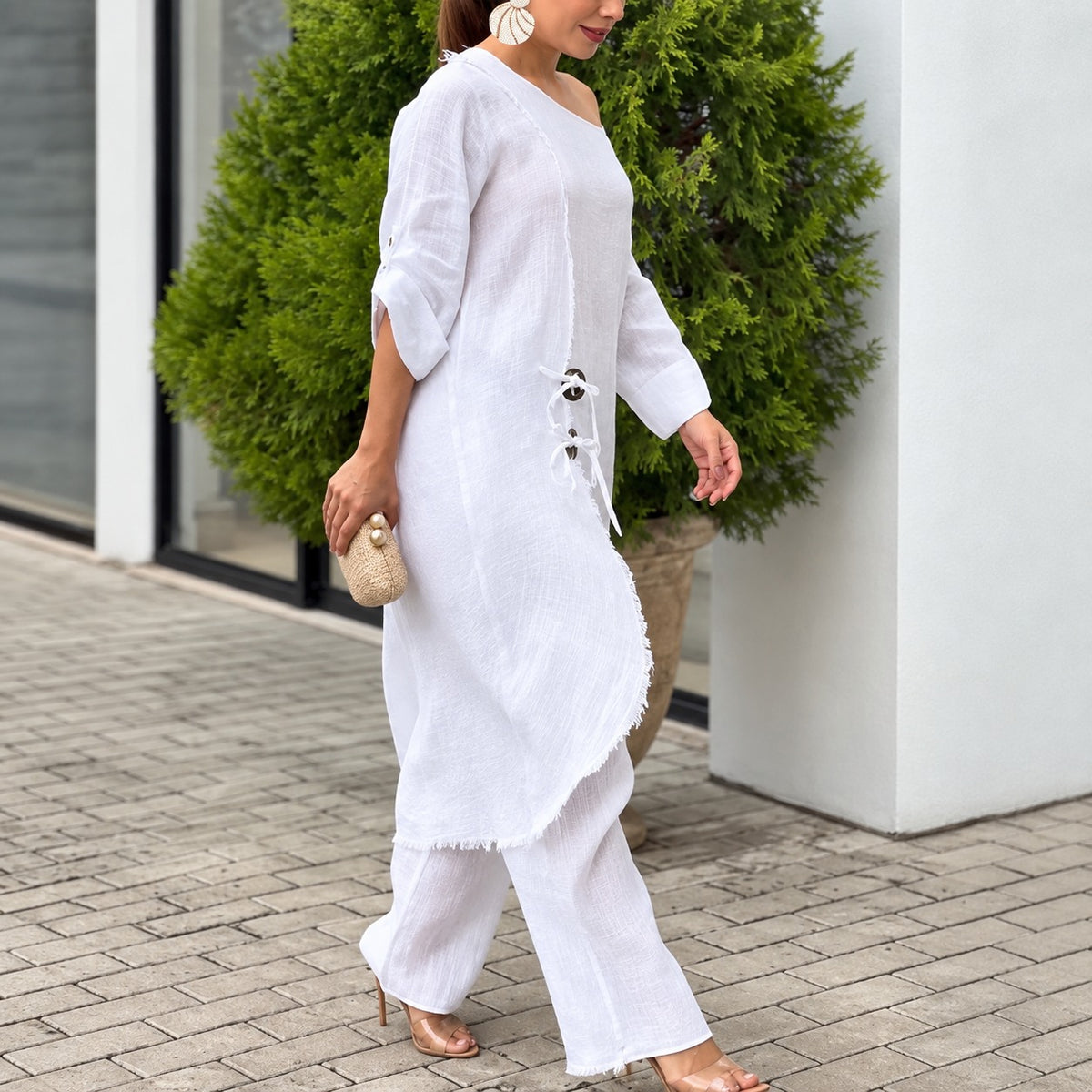 Set Aubrey™ with Asymmetric Tie-Side Top and Relaxed-Fit Pants