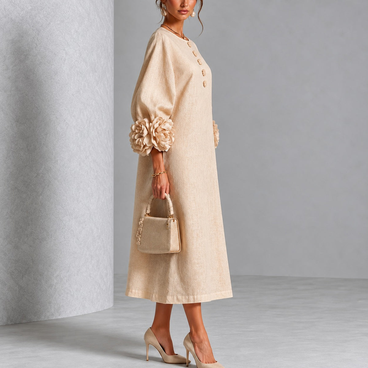 Sedona™ Cotton-Linen Dress with Floral Appliqués