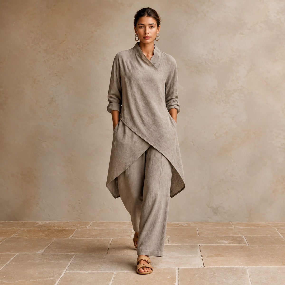 Set Ardmore™ with Asymmetrical Wrap Top and Wide-Leg Pants