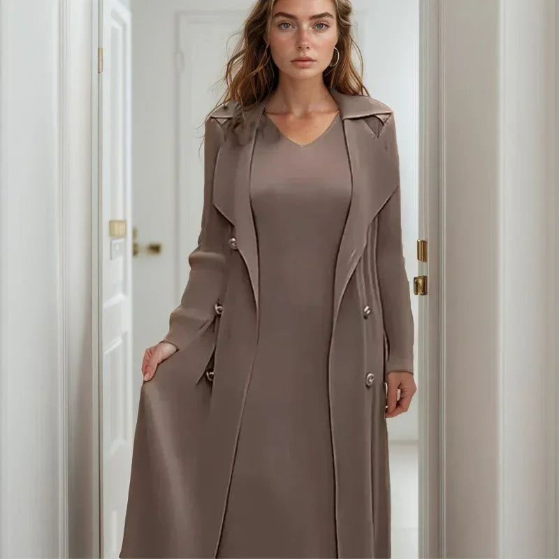 Valence™ Dress with Chic Long Overlay Coat / For Classy Women Who Value Style, Practicality, and Presence!