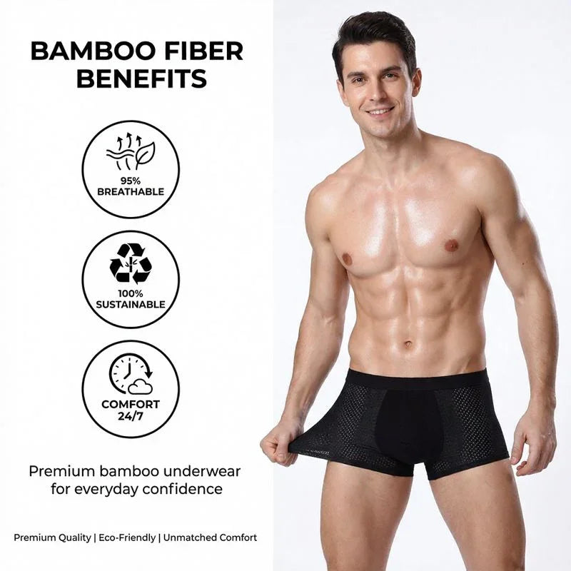 3-Pack- PREMIUM BAMBOO FIBRE BOXER SHORTS