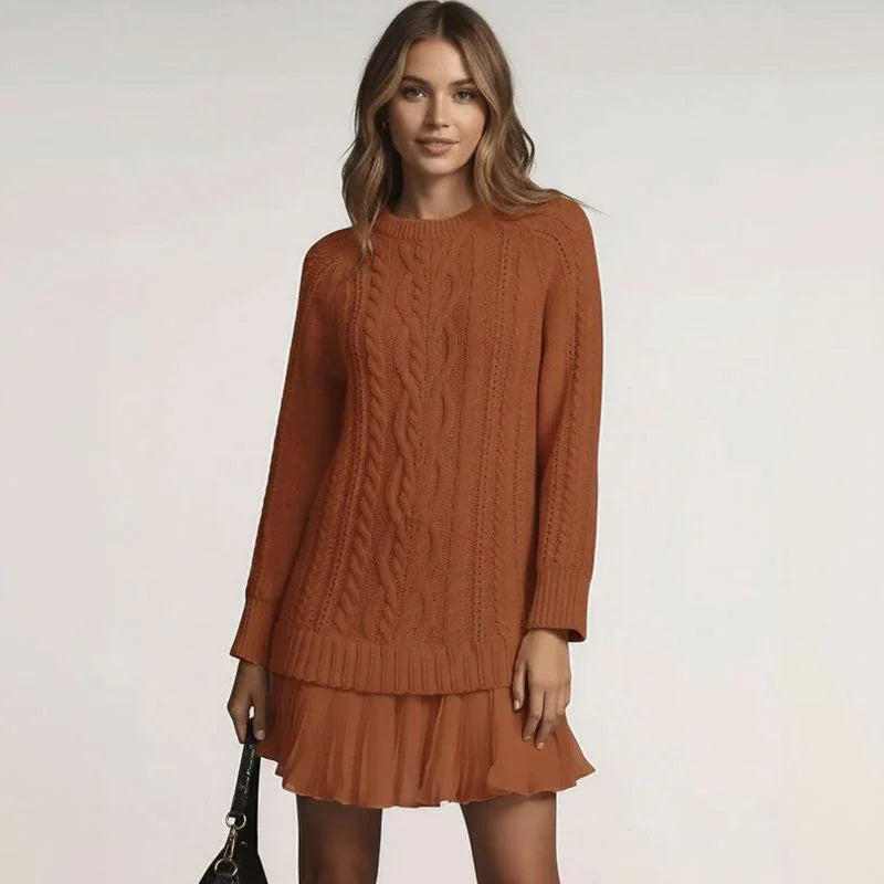 Vienna Classic™ Dress in Handcrafted Knit with Light Pleats / Delicacy and Class in Perfect Measure!