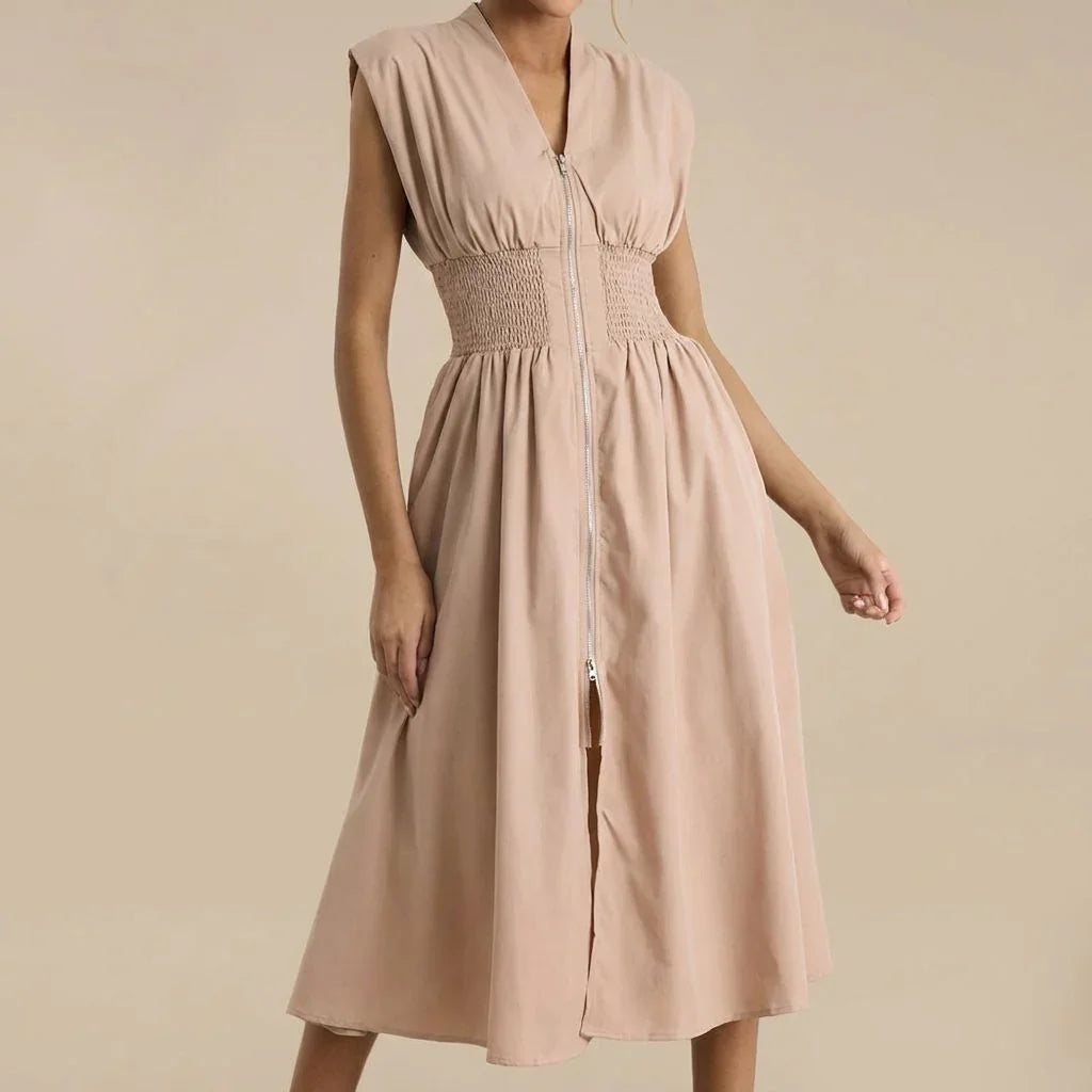 Valenza™ Dress in Premium Twill with Defined Waist / Precise Cut, Imposing Silhouette, and Contemporary Style!