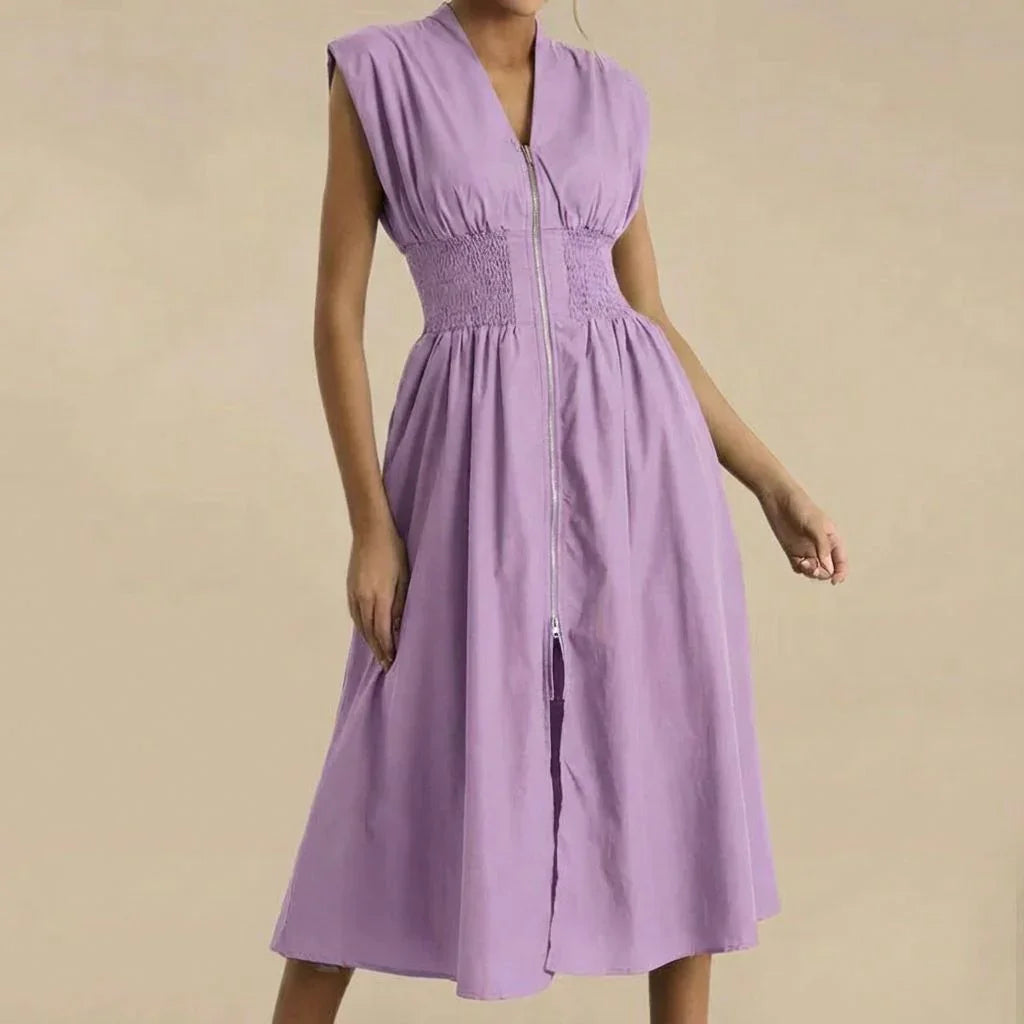 Valenza™ Dress in Premium Twill with Defined Waist / Precise Cut, Imposing Silhouette, and Contemporary Style!