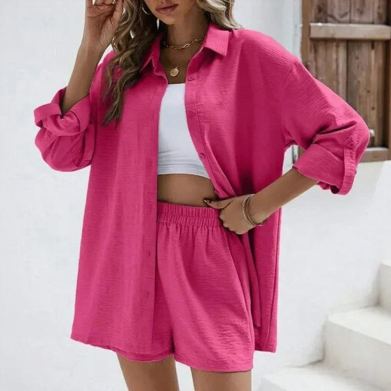 Soul™ Textured Cotton Set with Relaxed Shirt & Easy Shorts / Everyday Comfort with Polished Ease