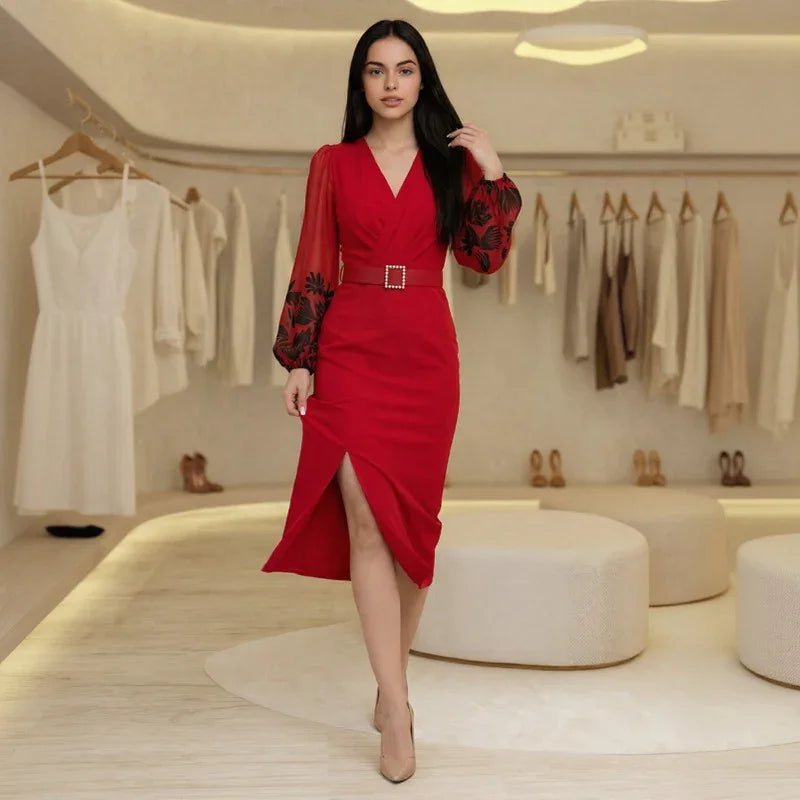Majestic™ Dress with Cross-Over Neckline and Exclusive Gift Belt!